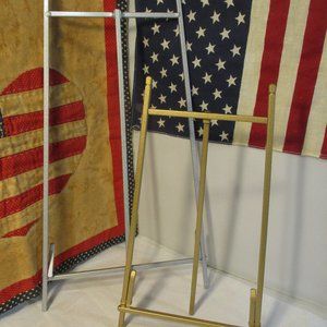 2 New Brass Metal Gold-tone and  Silver  Picture Plate Book Stand Folding Easel